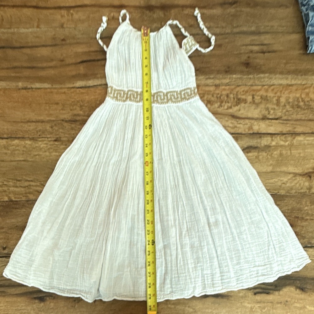 Girls White/Gold Smocked Sleeveless Knee-Length Sundress XXL 4036-3 CH - Picture 5 of 7